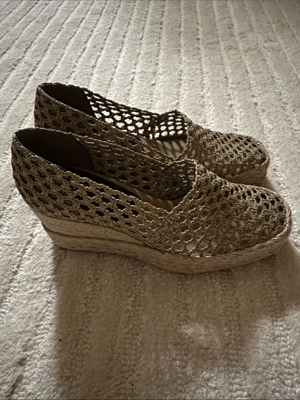 Paloma Barcelo Crochet Espadrille Wedge - Natural Beige